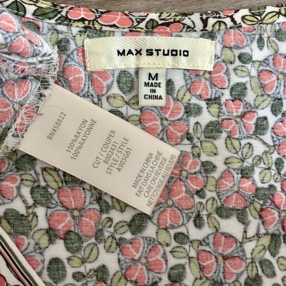 Max Studio Pink and Green Floral Midi Dress - Picture 6 of 8